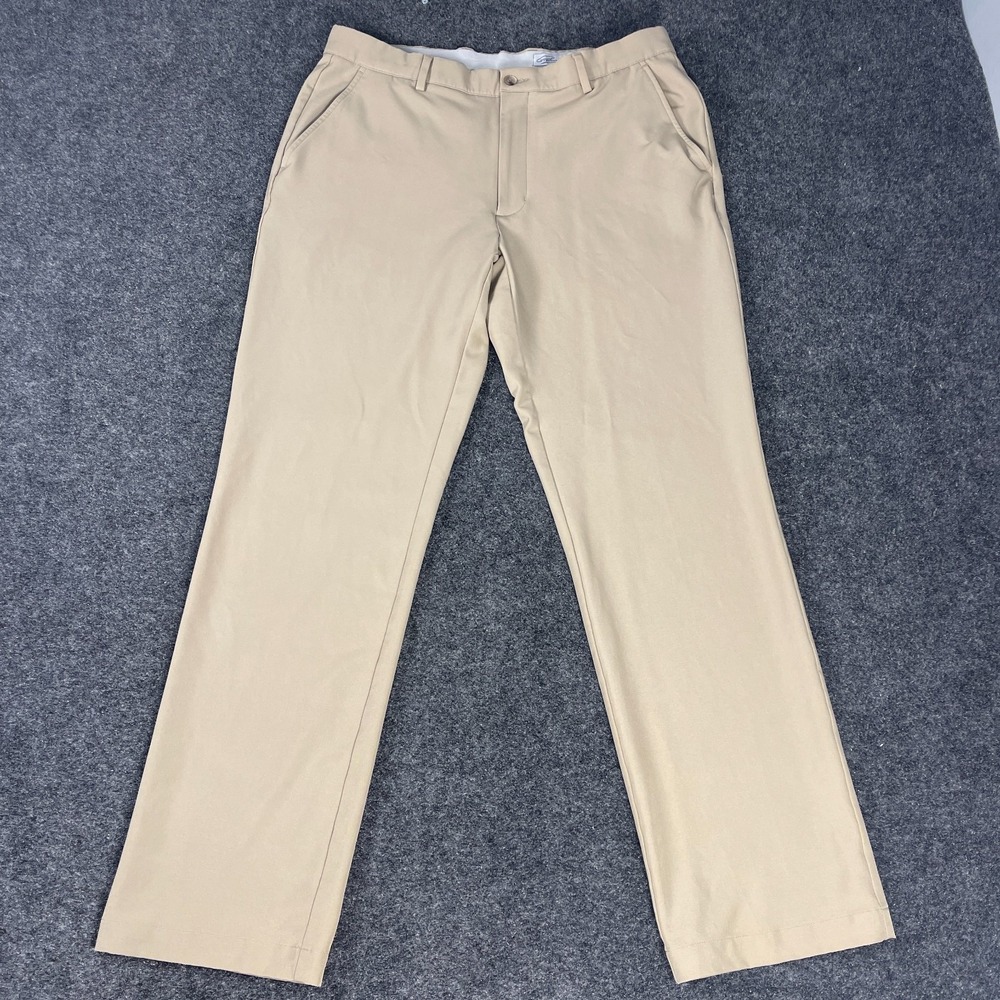 Greg Norman Golf Pants Mens 34x32 Khaki Stretch Performance Flat Front Casual